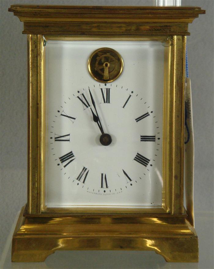 Appraisal: Waterbury Student crystal regulator clock beveled ends and front chips