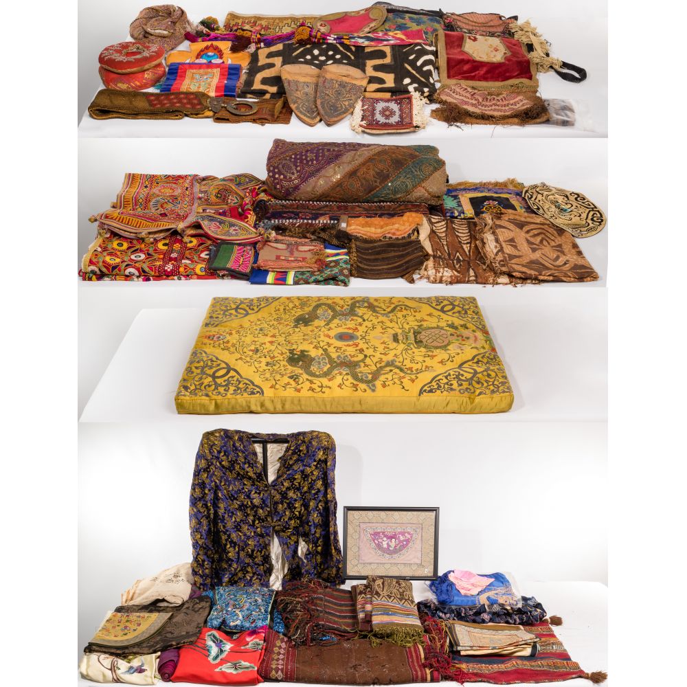 Appraisal: MULTI-CULTURAL TEXTILE ASSORTMENTFrom different cultures including silks from Asia metallic