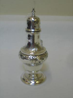 Appraisal: AN EDWARDIAN CASTER of inverted pear form with urn finial