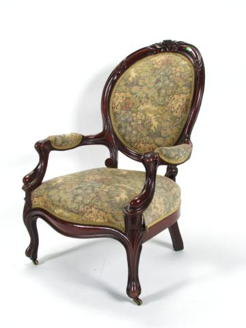 Appraisal: Victorian cameo back arm chair carved walnut frame with tapestry