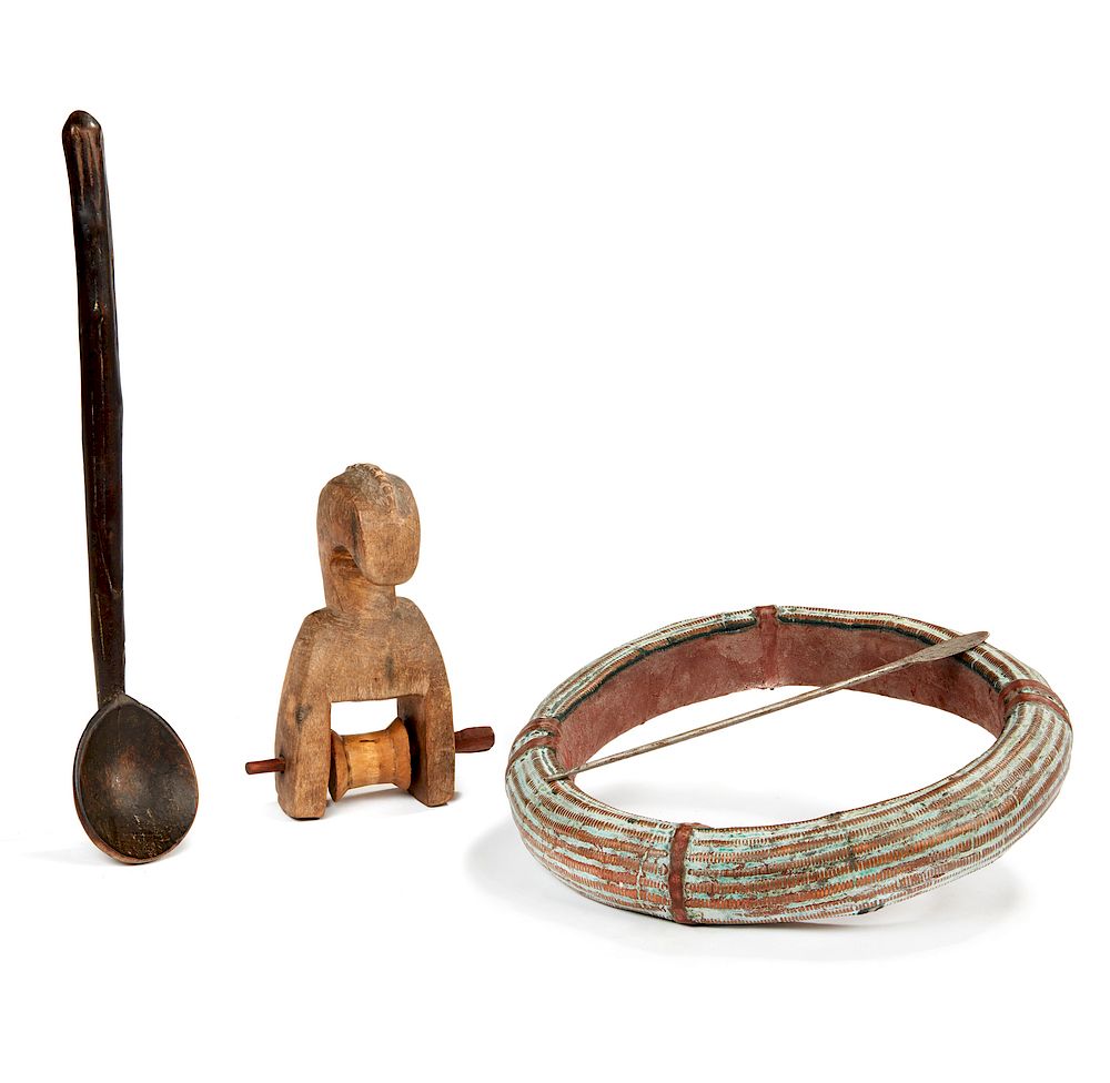 Appraisal: Himba Kaokoveld Namibia Copper Neck Hair Piece a Zulu Spoon