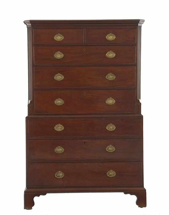 Appraisal: George III mahogany chest on chest late th century rectangular