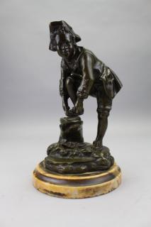 Appraisal: Antique Bronze Sculpture of Dutch Skater on marble base Height