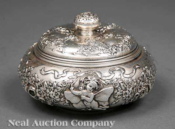 Appraisal: A Gorham Sterling Silver Repouss Dresser Box floral repouss with