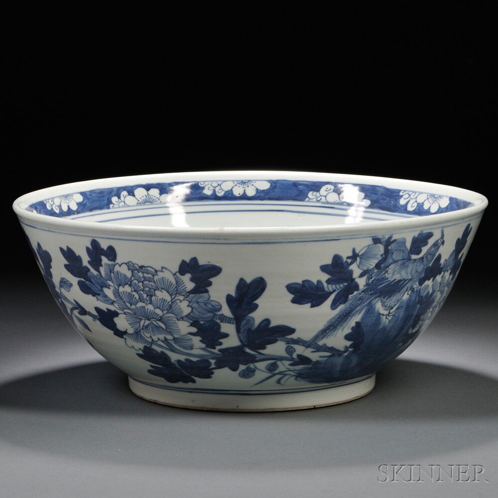 Appraisal: Blue and White Punch Bowl China th century or later