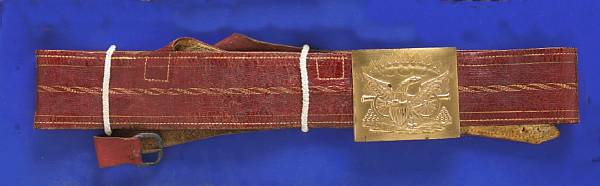 Appraisal: A militia artillery officer's waist belt plate with gilt-stamped red