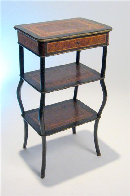 Appraisal: French burr maple walnut and ebonized dressing table stamped sormani