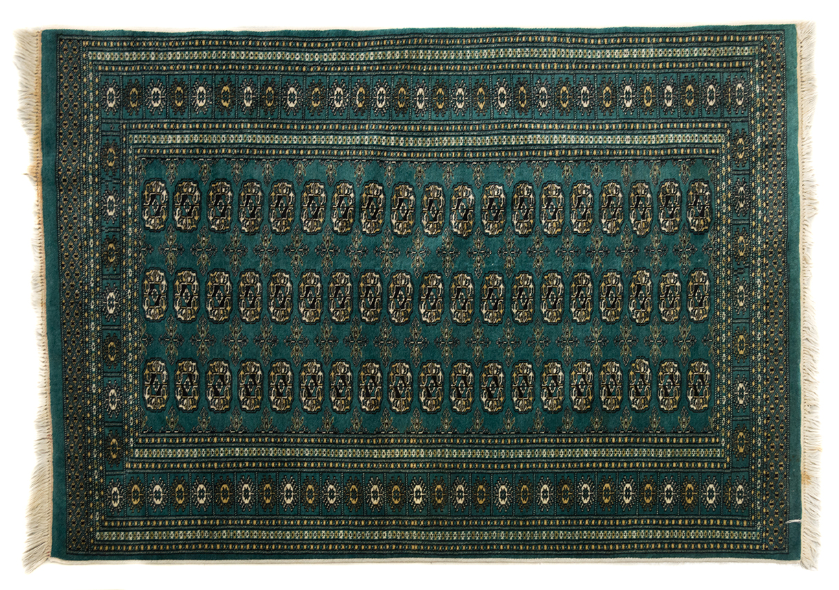 Appraisal: HANDMADE BOKHARA AREA RUG Asian th century Wool with emerald