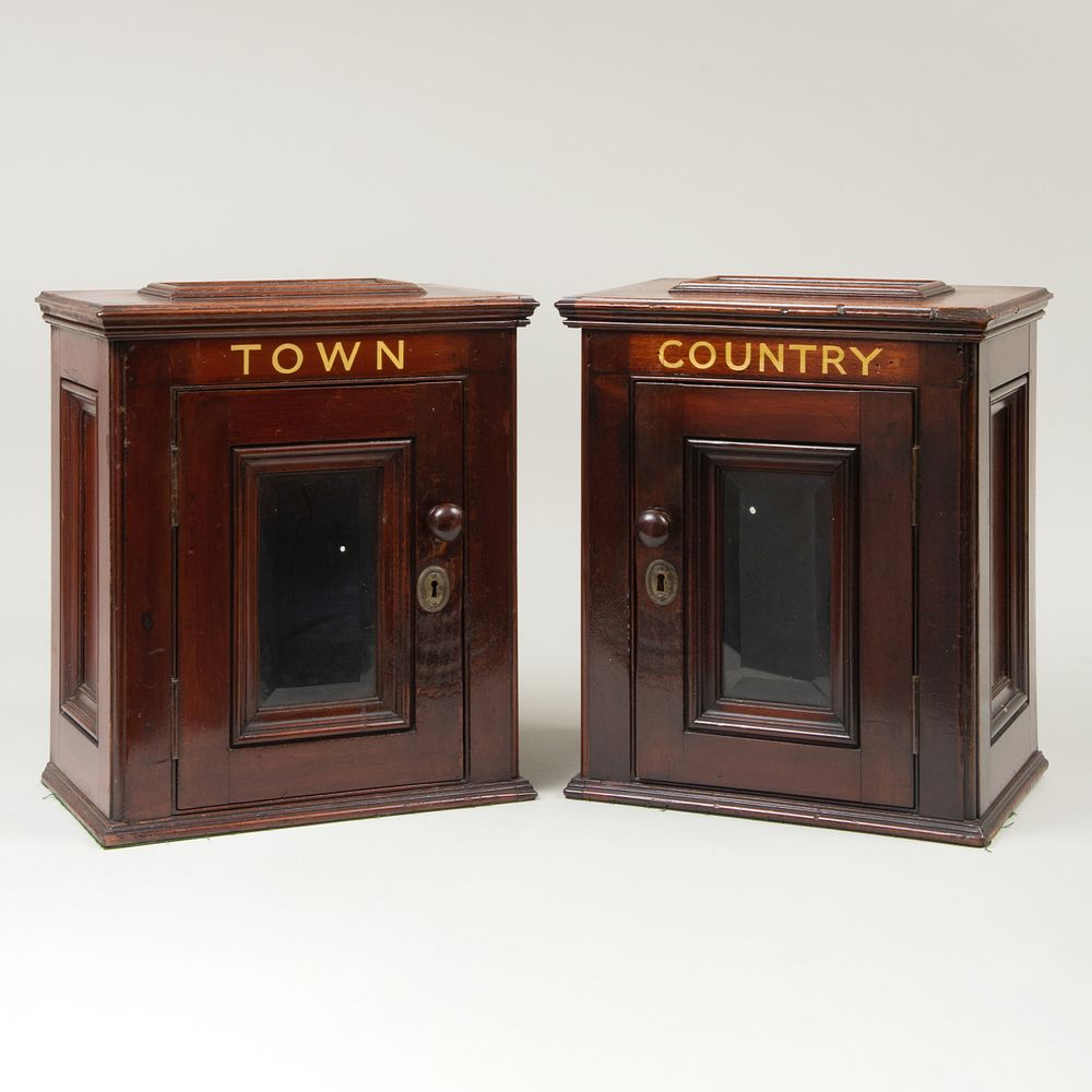 Appraisal: Two Victorian Mahogany Country House Post Boxes 'Town' and 'Country'