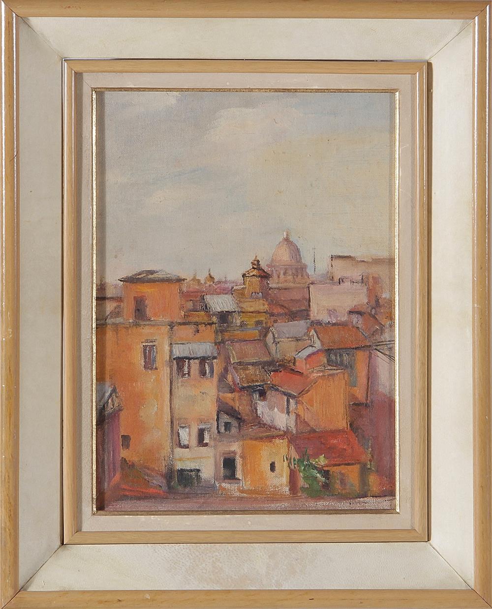 Appraisal: American school early th century ROOFTOPS OF VENICE oil on