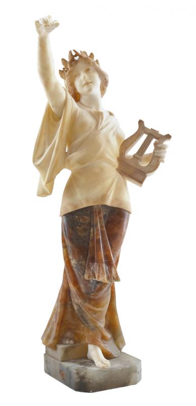 Appraisal: A MARBLE AND ALABASTER FIGURE DEPICTING THE MUSE OF MUSICITALIAN