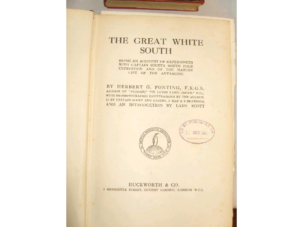 Appraisal: Two volumes of The Great White South by Herbert G