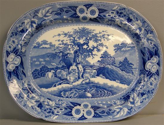 Appraisal: Victorian pottery shaped oval meat dish with blue and white