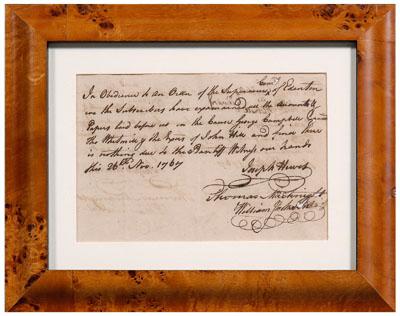 Appraisal: Joseph Hewes manuscript document - North Carolina signer of the