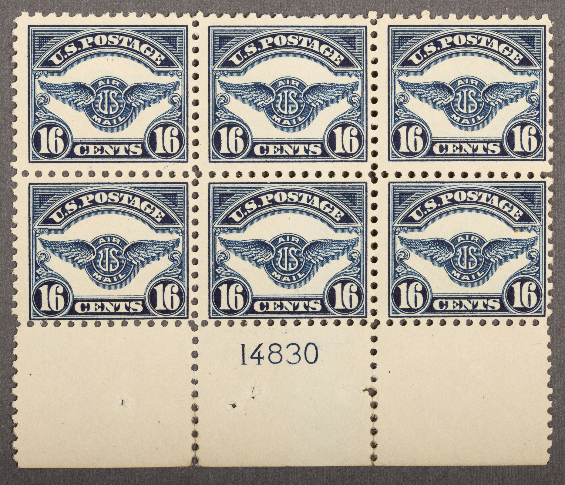 Appraisal: UNITED STATES C AIR MAIL PLATE BLOCK Scott C MNH