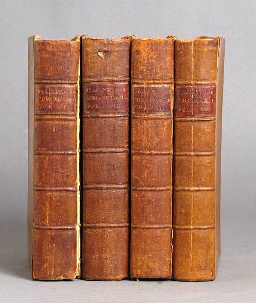 Appraisal: BLACKSTONE WILLIAM Commentaries on the Laws of England Dublin vols