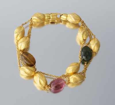 Appraisal: A Marco Bicego Italian k Gold Nugget and Gemstone Bracelet