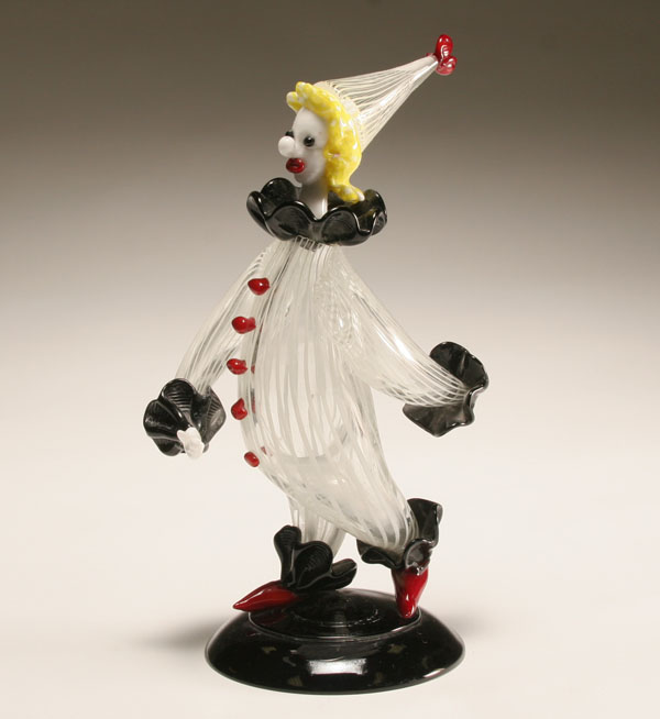 Appraisal: Italian glass figure of clown possibly AVEM c The clear