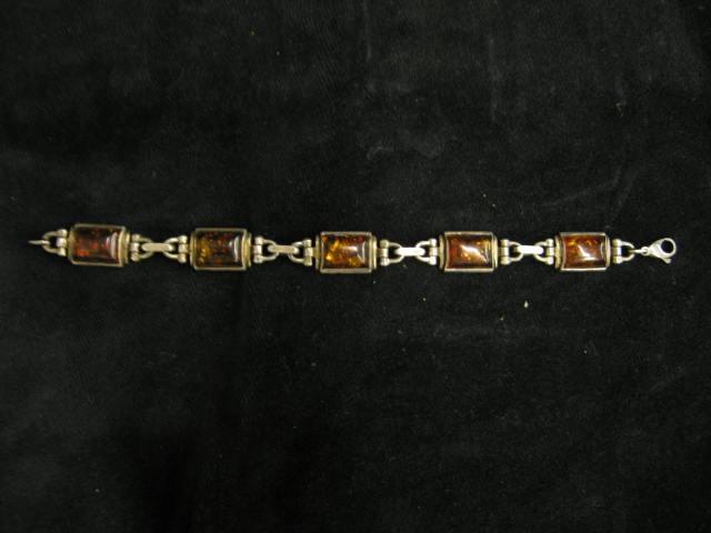 Appraisal: Amber Bracelet five rectangular natural pieces of amber set in