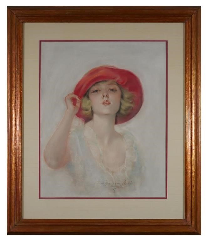 Appraisal: Pastel by John Bradshaw Crandell American - of woman with