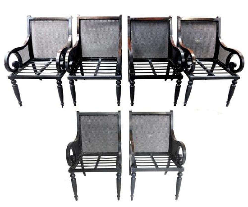 Appraisal: GARDEN Six Whitfield Collection outdoor armchairs by Smith Hawken c