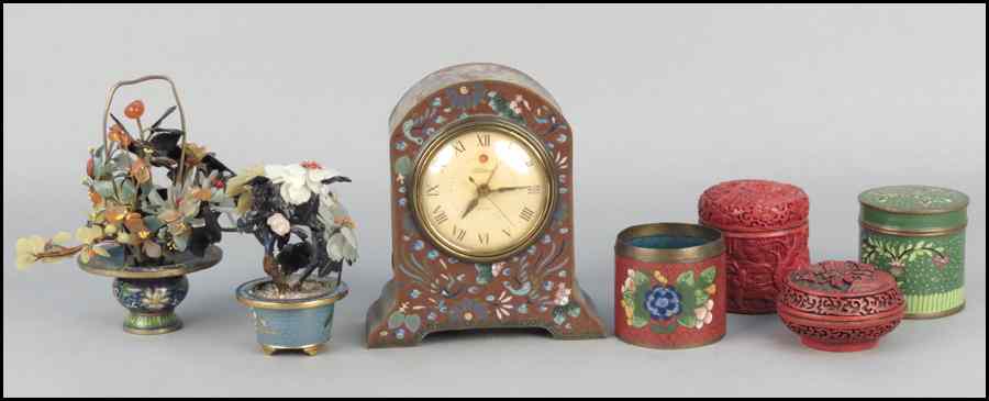 Appraisal: CLOISONNNE WARE CLOCK Together with cloisonne ware decorative items and