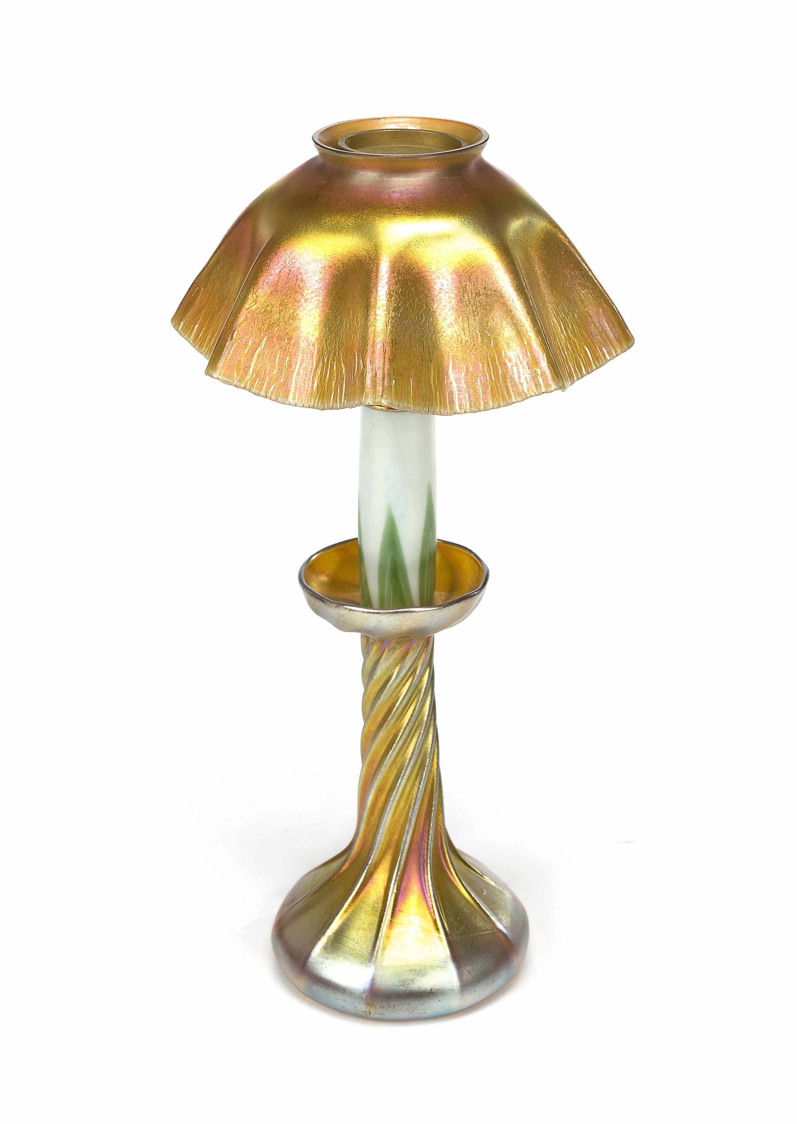 Appraisal: Property of various owners A Tiffany Favrile glass candle lamp