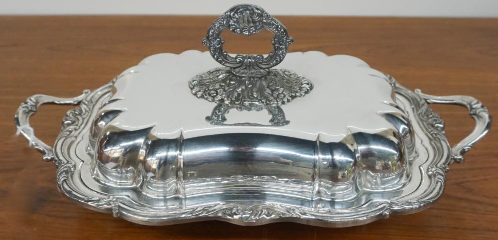 Appraisal: ENGLISH SILVER PLATE COVERED TRAY HANDLE TO HANDLE IN CM