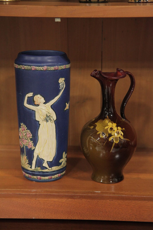 Appraisal: TWO PIECES OF WELLER POTTERY A vase in Blue Ware