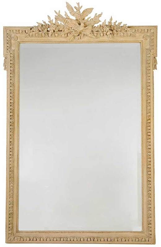 Appraisal: Louis XVI Style Painted Parcel Gilt Mirror French th century