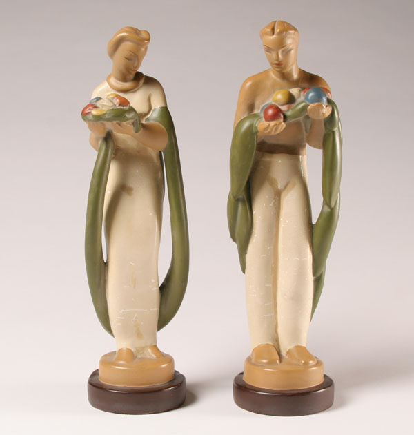 Appraisal: Pair Czech Art Deco ceramic male and female figures with