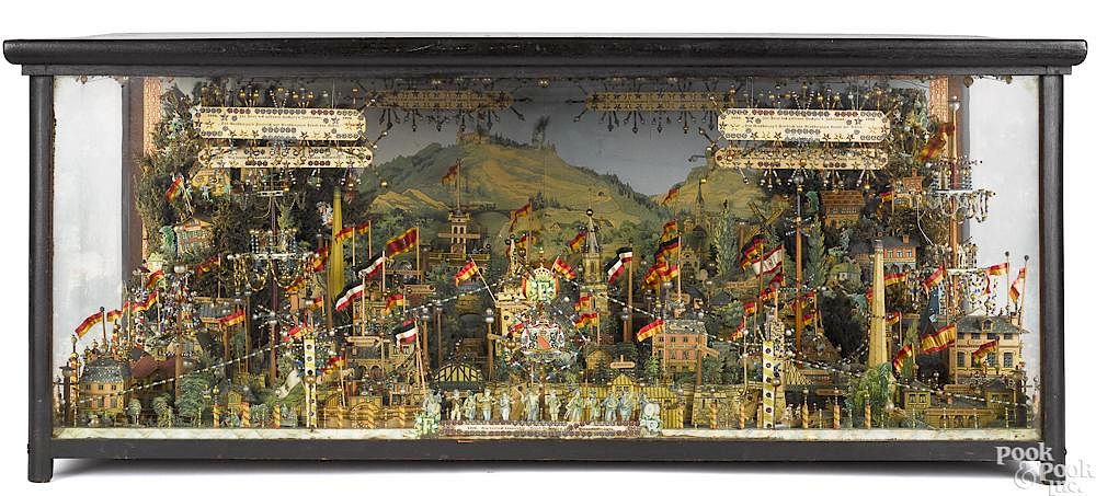 Appraisal: Large elaborate German town diorama Large elaborate German town diorama