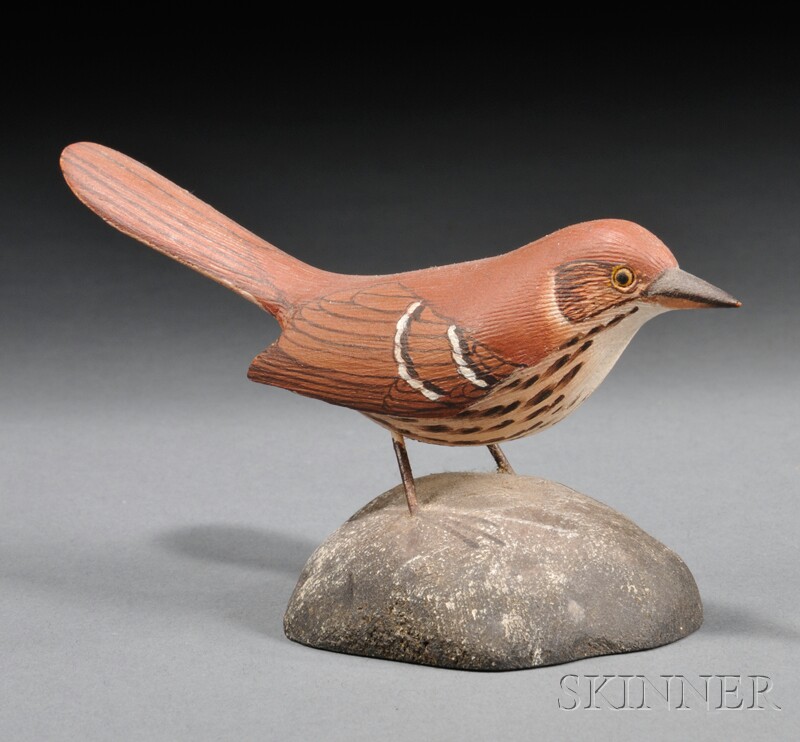 Appraisal: Jess Blackstone Miniature Carved and Painted Thrasher Figure New Hampshire