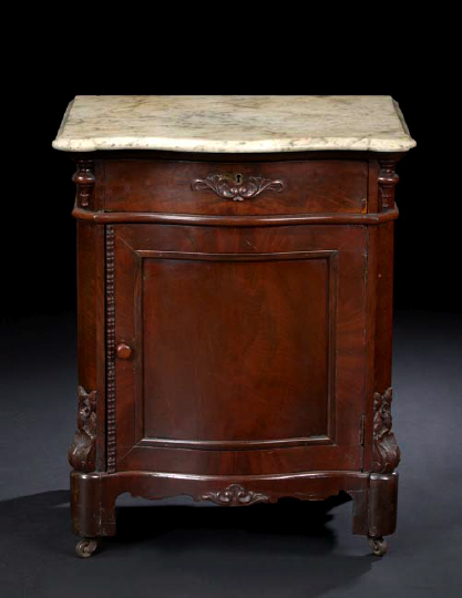 Appraisal: American Rococo Revival Mahogany and Marble-Top Nightstand third quarter th