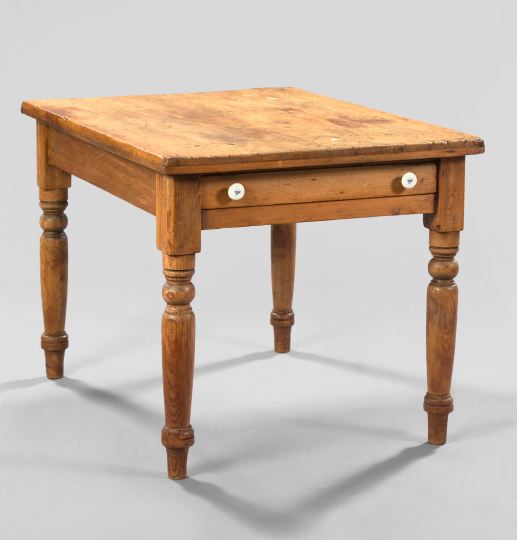 Appraisal: English Scrubbed Pine Work Table mid- th century the broad