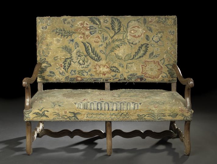 Appraisal: Regence-Style Fruitwood Settee third quarter th century the padded rectangular