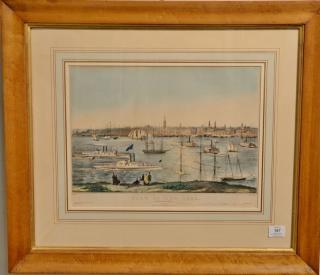 Appraisal: N Currier hand colored lithograph View of New York From