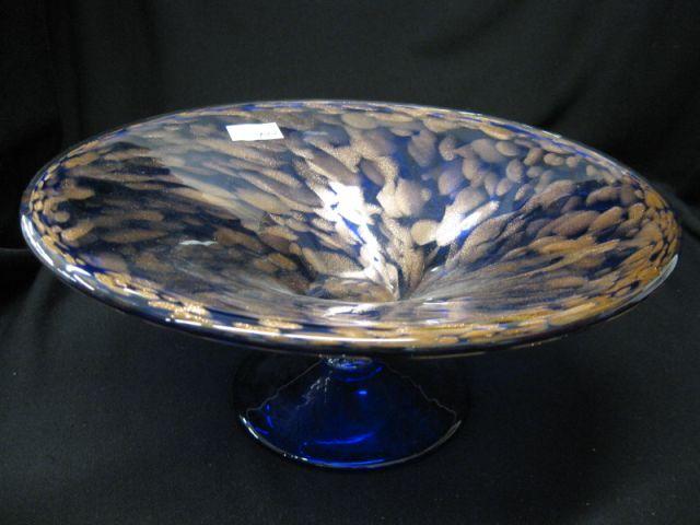 Appraisal: Murano Art glass Compote copper mica spotting in deep cobalt