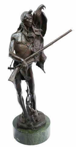 Appraisal: Western patinated bronze sculpture Silent Marksman signed verso Dave McGary