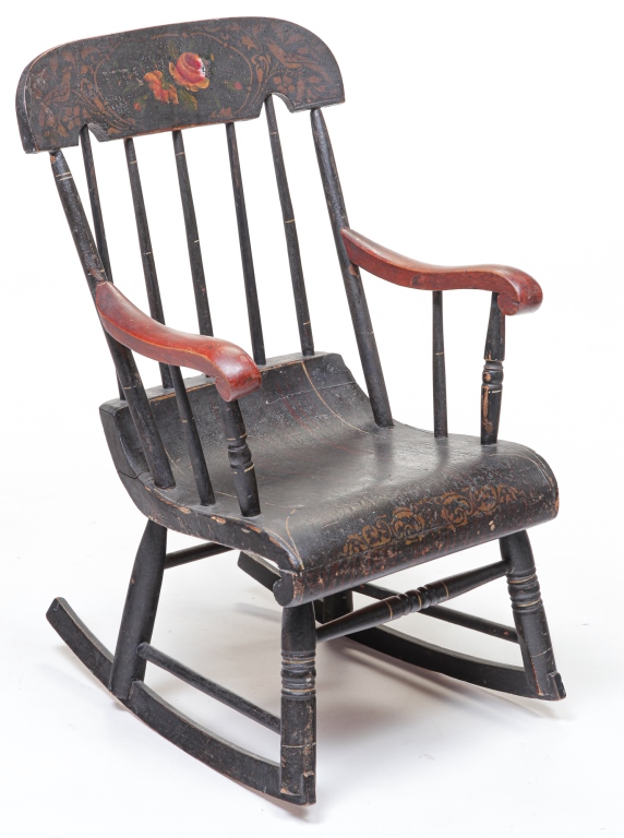 Appraisal: AMERICAN YOUTH ROCKING CHAIR Second quarter th century mixed woods