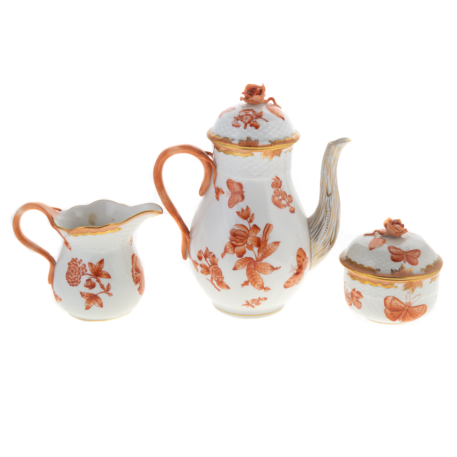 Appraisal: HEREND PORCELAIN THREE PIECE COFFEE SET In the Rust Fortuna