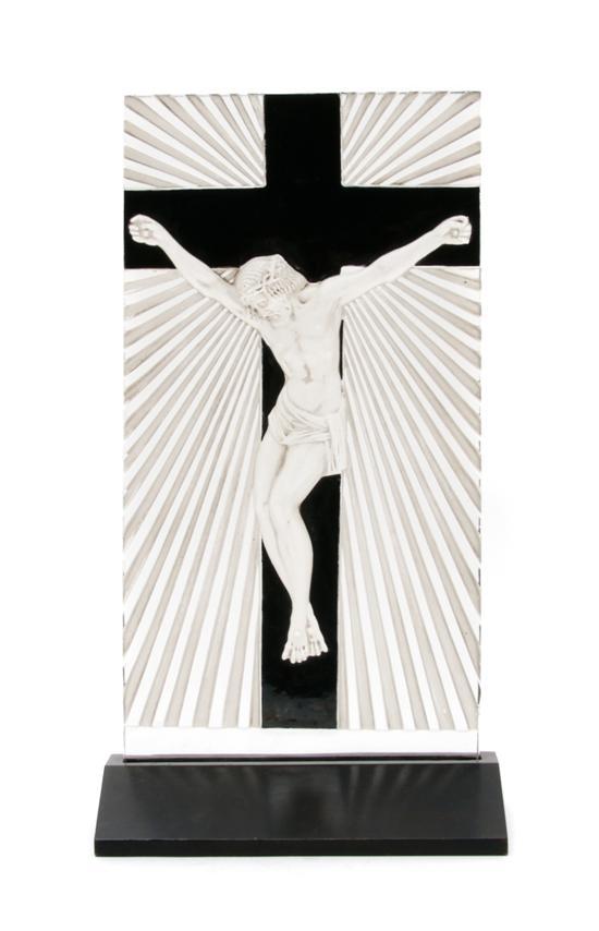 Appraisal: A Lalique Figural Plaque depicting the Crucifixion having R Lalique