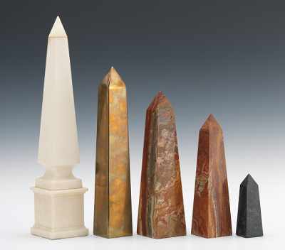 Appraisal: A Collection of Decorative Obelisks Including a - H russet