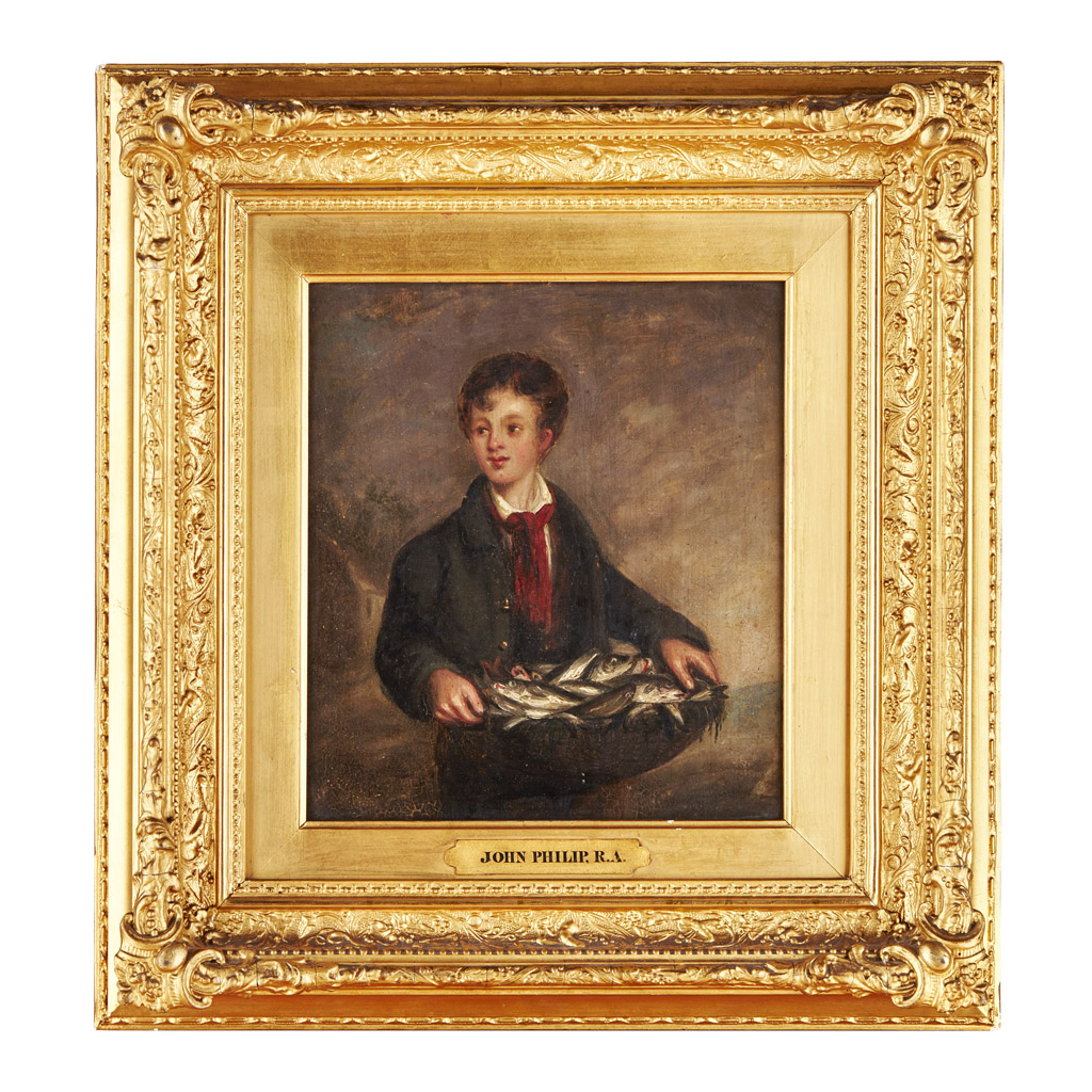 Appraisal: JOHN PHILIP R A SCOTTISH - BOY WITH BASKET OF