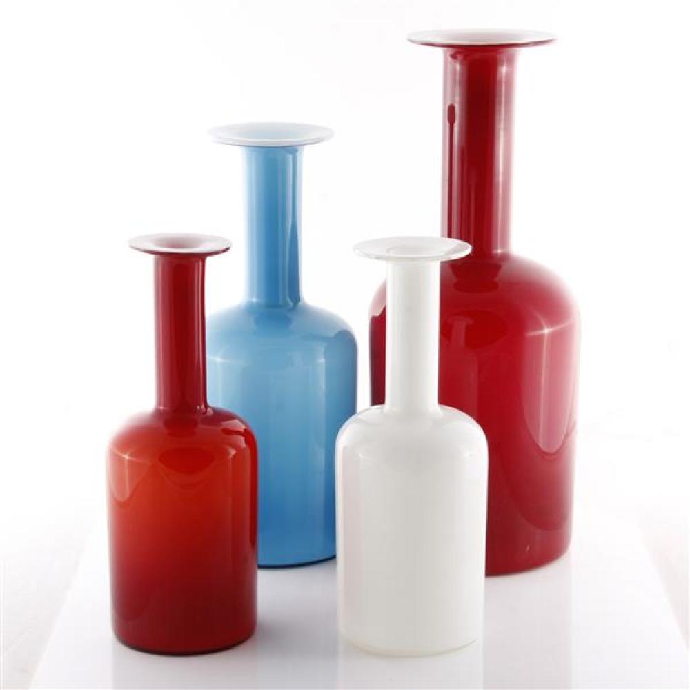 Appraisal: COLLECTION OF KASTRUP-HOLMEGAARD OTTO BRAUER GULVVASE BOTTLE VASES MULTIPLE COLORS