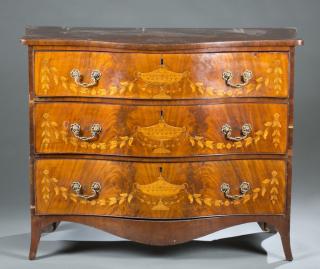 Appraisal: Chest of drawers w urn bellflower inlay American Southern bureau