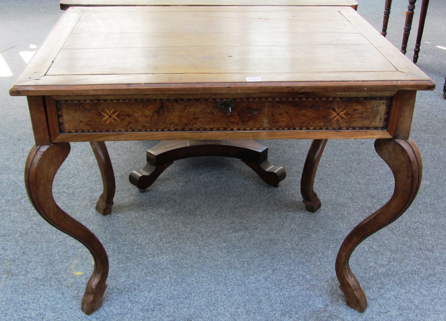 Appraisal: An th century Maltese walnut single drawer side table on