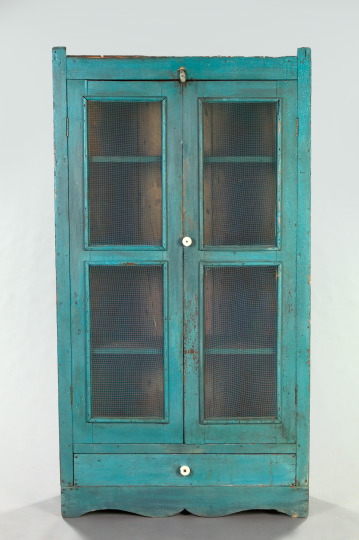 Appraisal: American Vernacular Polychromed Pine Pie Safe late th century the