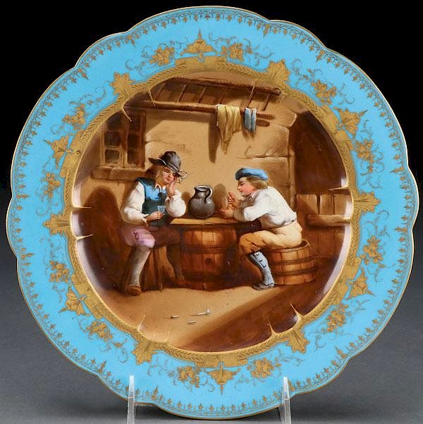 Appraisal: SEVRES STYLE SCENIC PORCELAIN PLATE A SEVRES STYLE HAND PAINTED