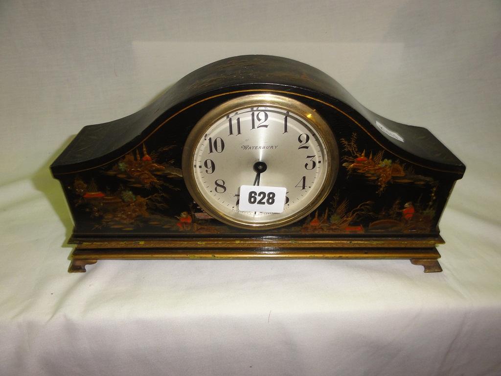 Appraisal: A 's mantle clock the painted lacquered case with chinoiserie